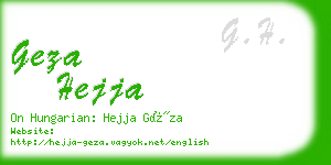 geza hejja business card